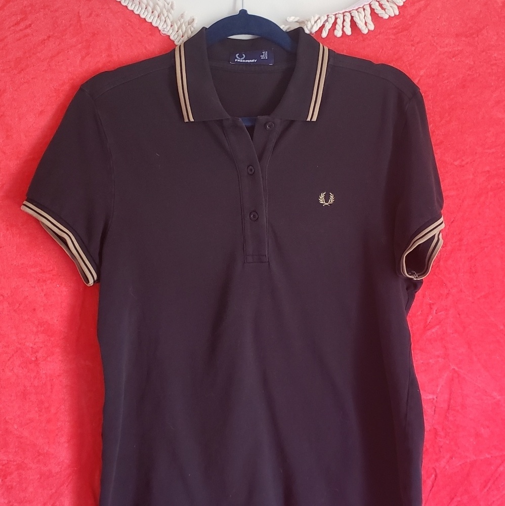 Navy and tan Fred Perry twin tipped polo shirt